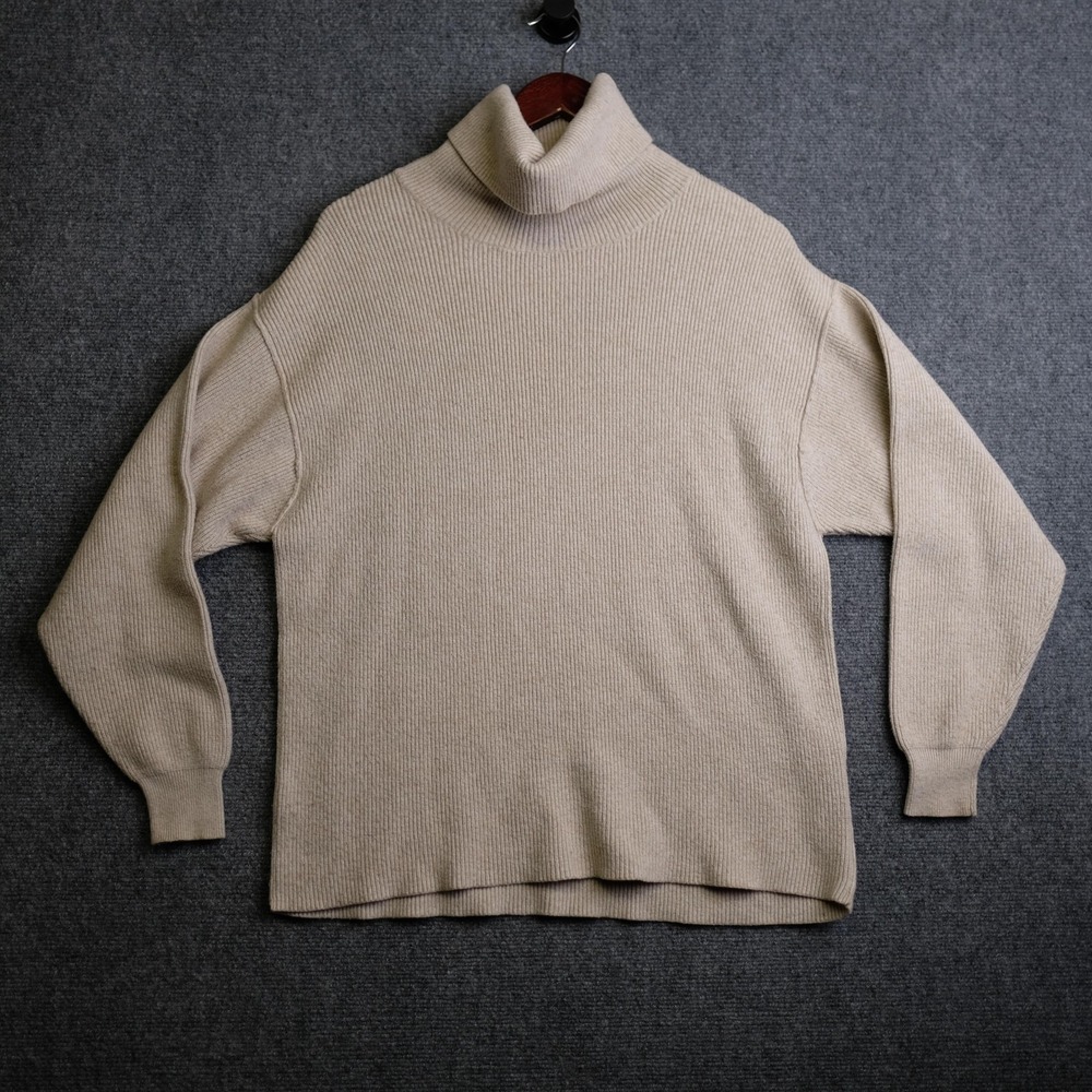 Free People Sweater Womens XS Beige Turtleneck Knit Relaxed Fit Pullover Cozy